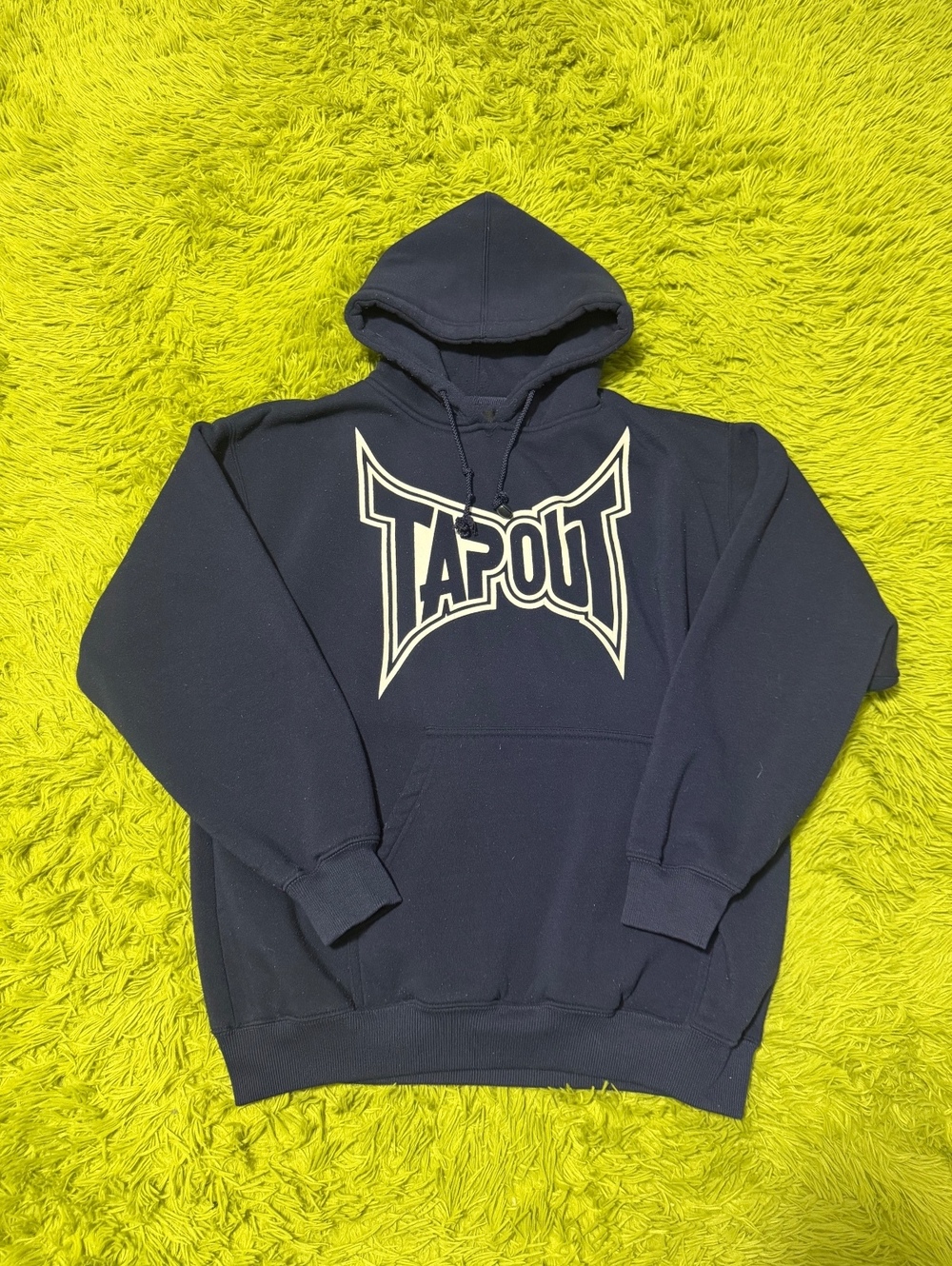 Vintage Y2K Tapout Graphic Hoodie Size Medium Navy Skater